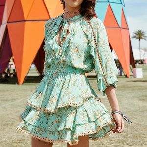 Spell & The Gypsy Collective green floral mini dress
